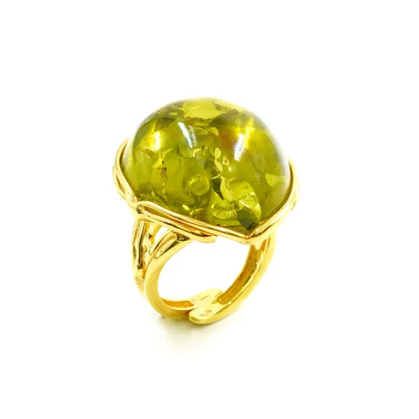 Anello in Arg.925 dorato con Ambra Colombiana Verde