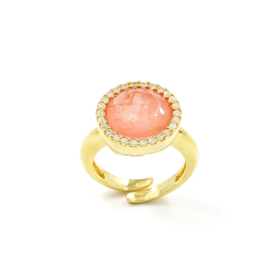 Anello in Arg.925 Dorato con Zirconi e Cristallo arancio