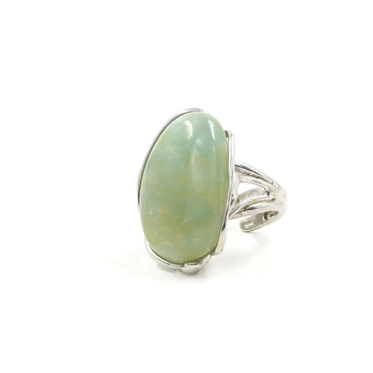 Anello in argento 925 con Acquamarina verde – Rodiato