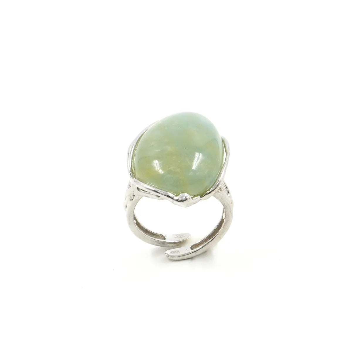 Anello in argento 925 con Acquamarina verde – Rodiato
