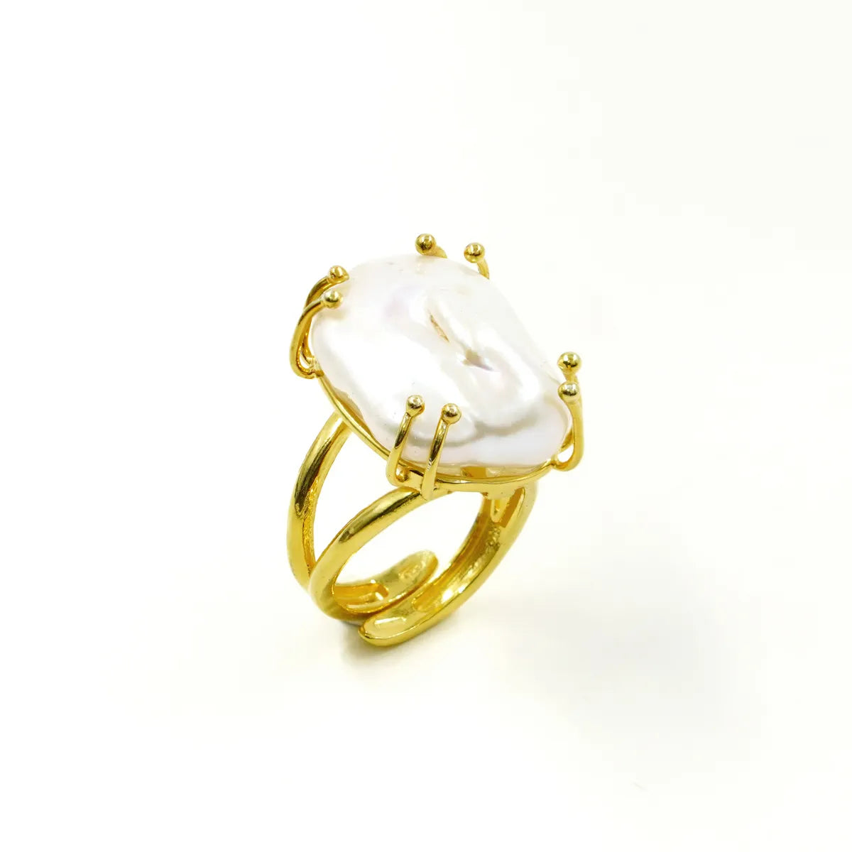 Anello in Arg.925 dorato con Perla rettangolare
