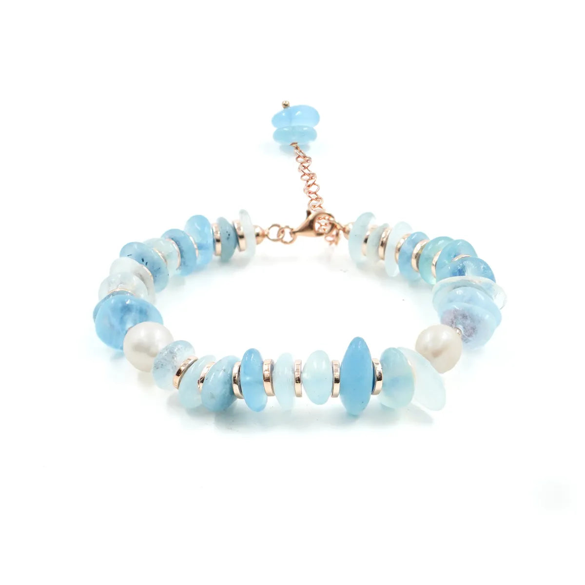 Bracciale con Acquamarina, Perla, Ematite – Rosè