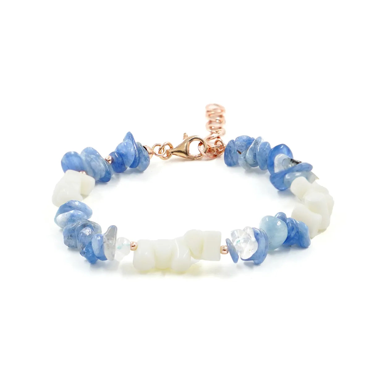 Bracciale in Arg.925 rosè con Cianite e Corallo bianco