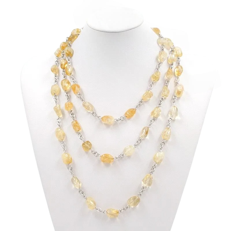Collana ammagliata in argento 925 con sassi di Quarzo Citrino