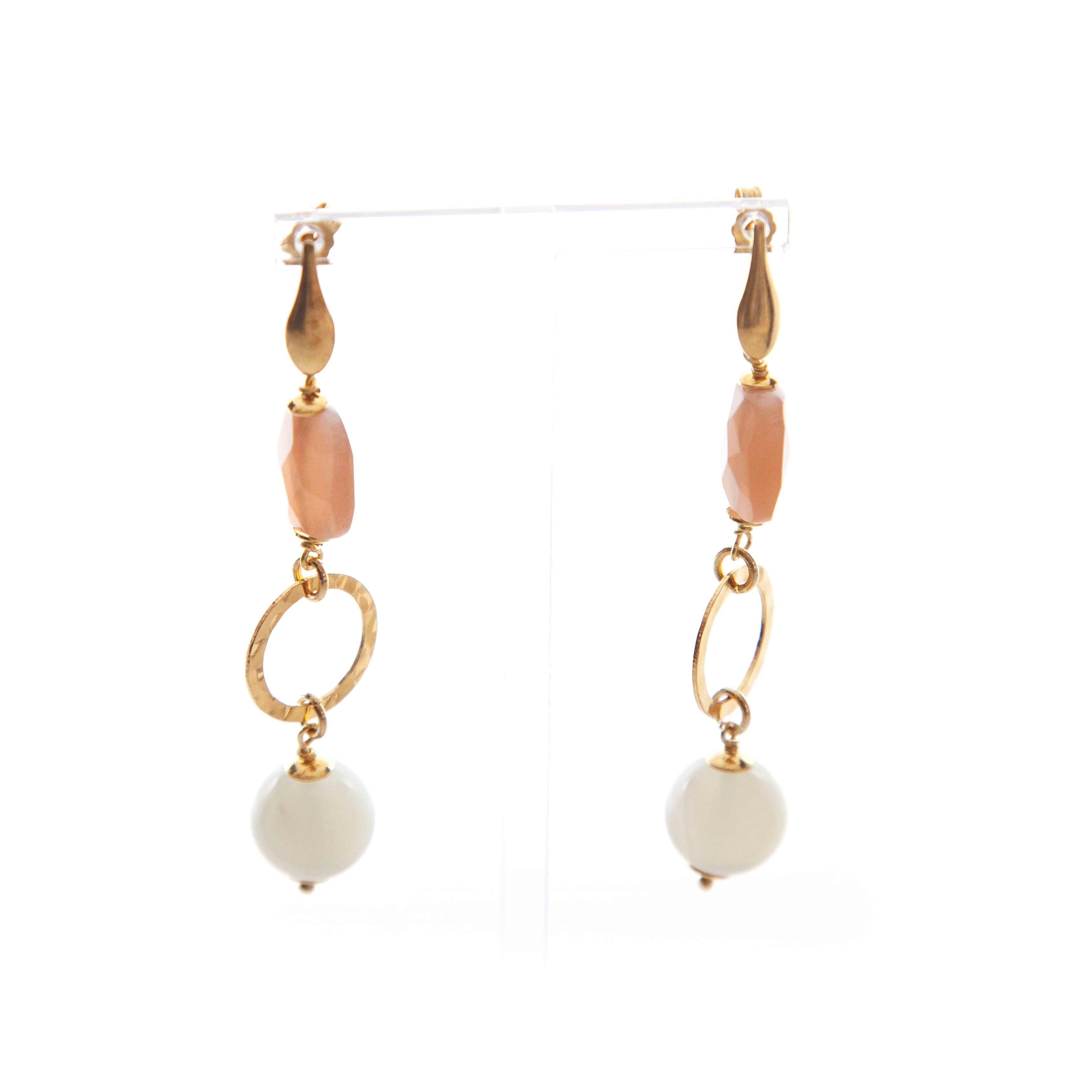 Orecchini in Pietra di Luna multicolor e Argento 925 placcato oro