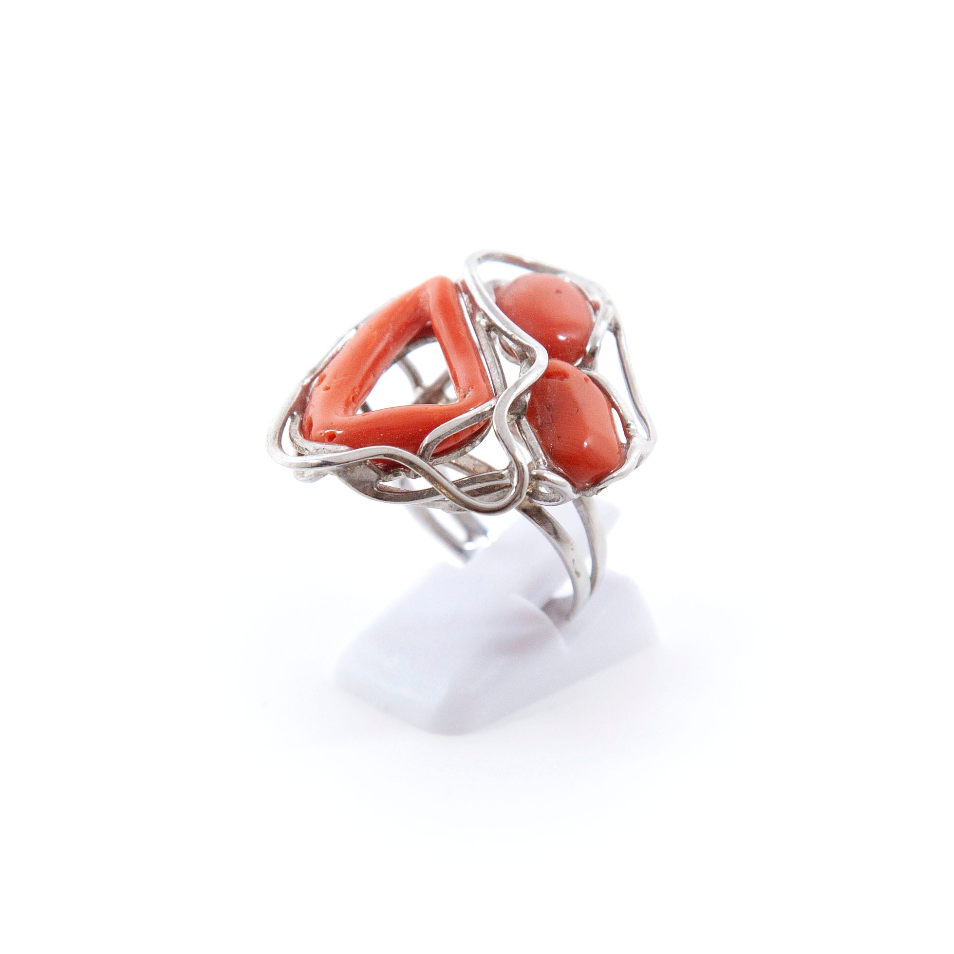 Anello in Arg.925 e Corallo Mediterraneo