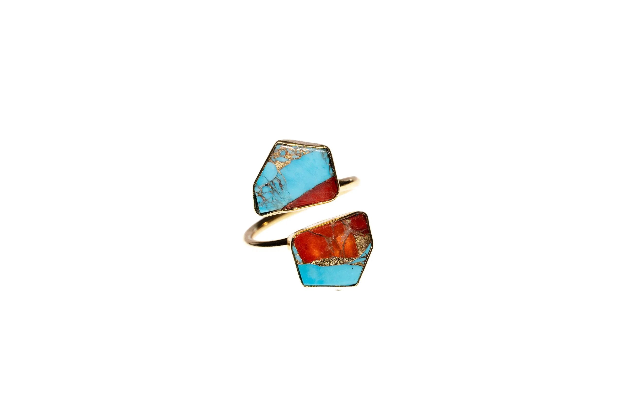 Anello in Ottone e Turchese Mojave