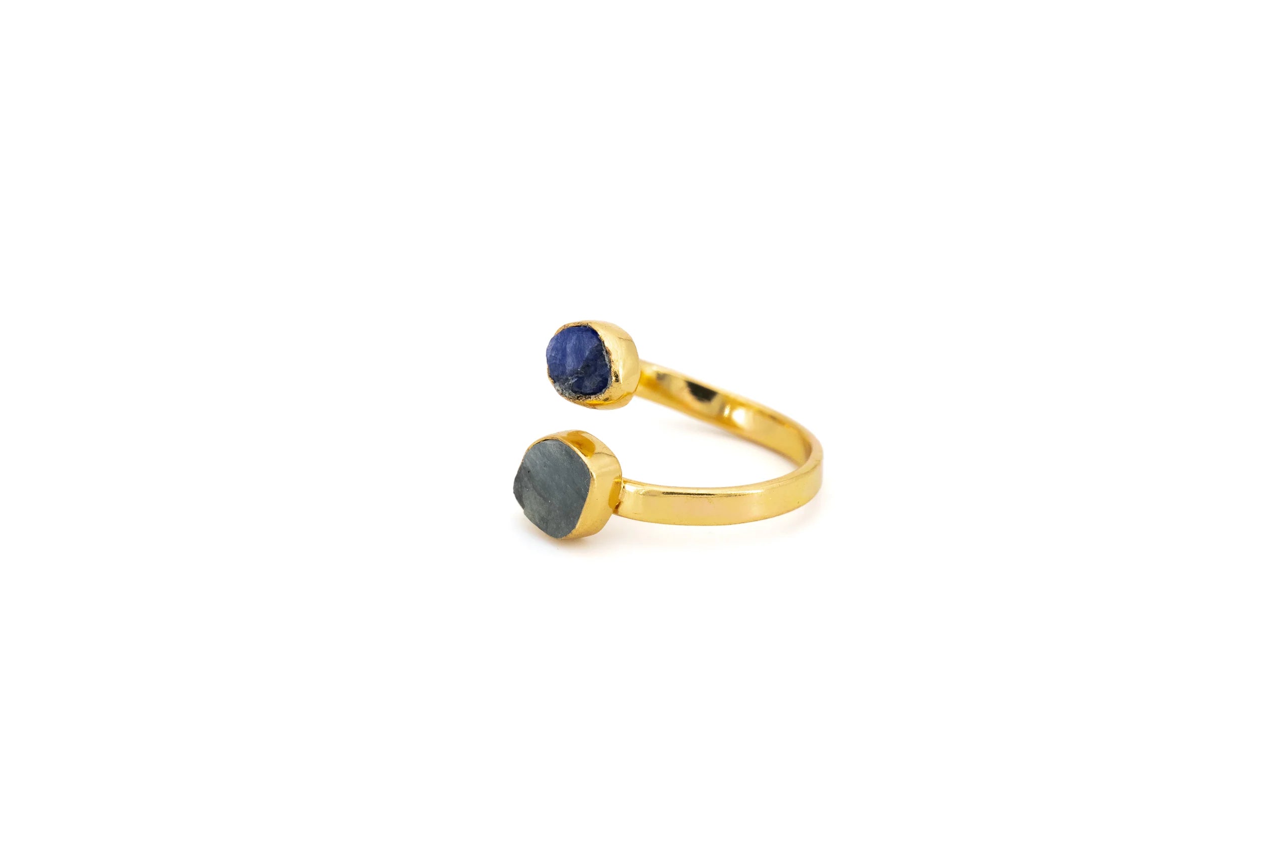 Anello in ottone con Acquamarina e Zaffiro