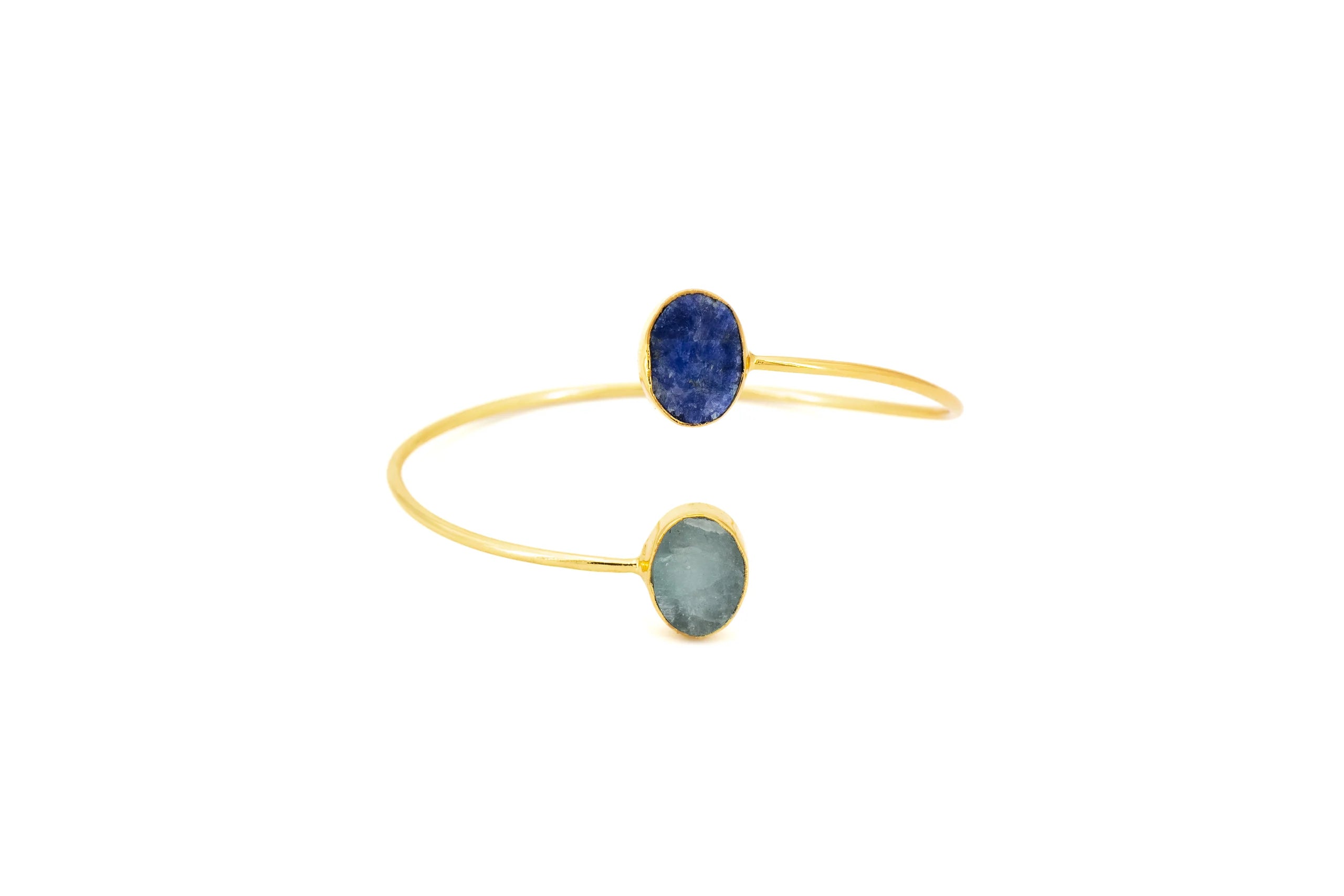 Bracciale in ottone con Acquamarina e Zaffiro