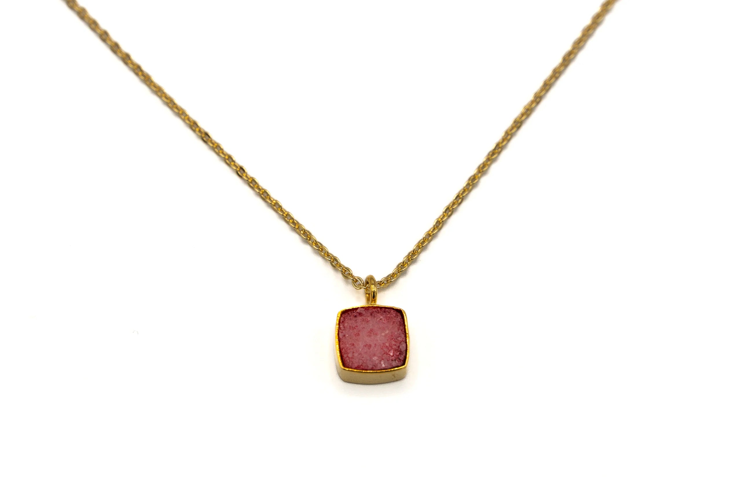 Collana Girocollo in Ottone con Ciondolo Quadrato