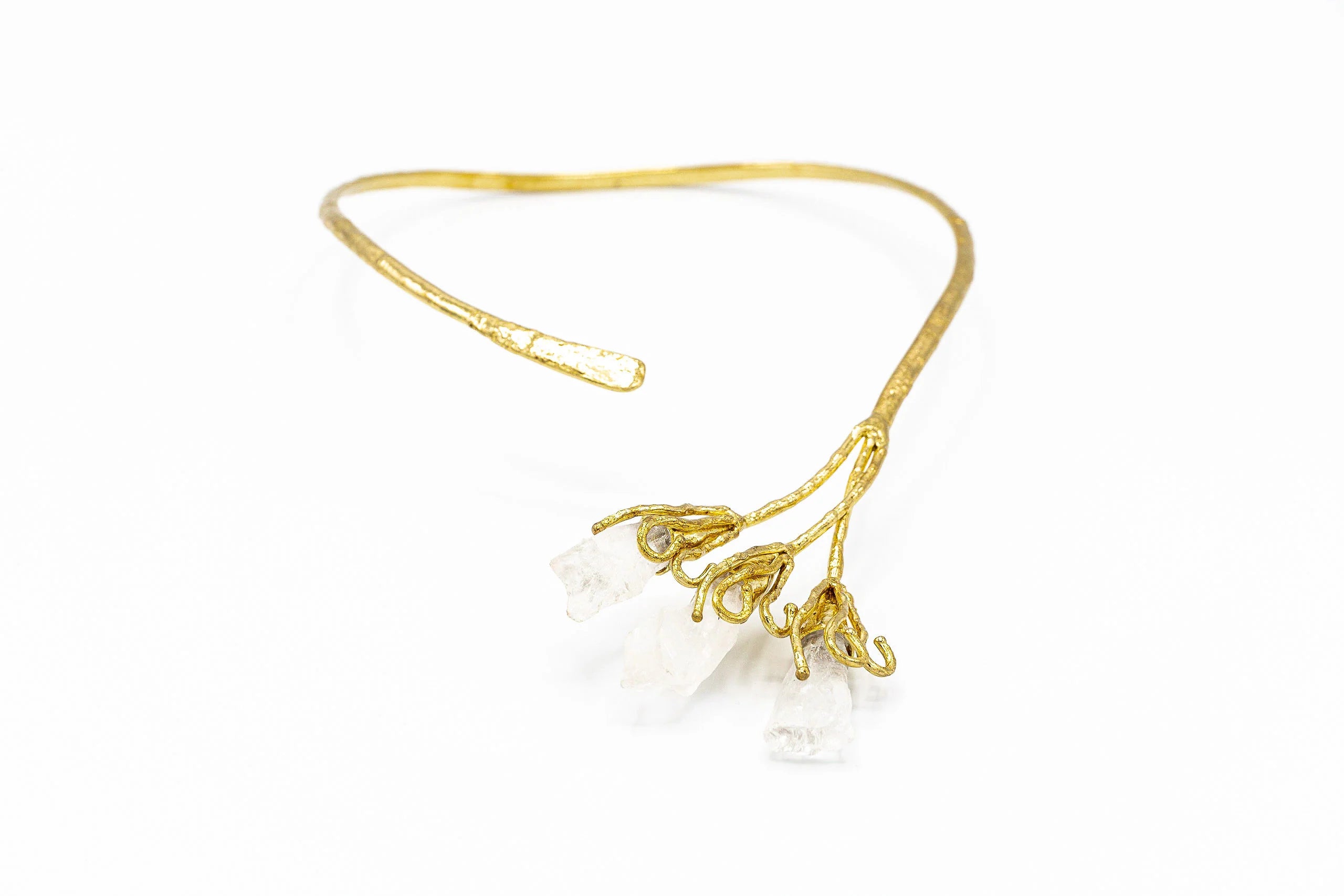 Collana in Ottone e 3 Cristalli di Rocca