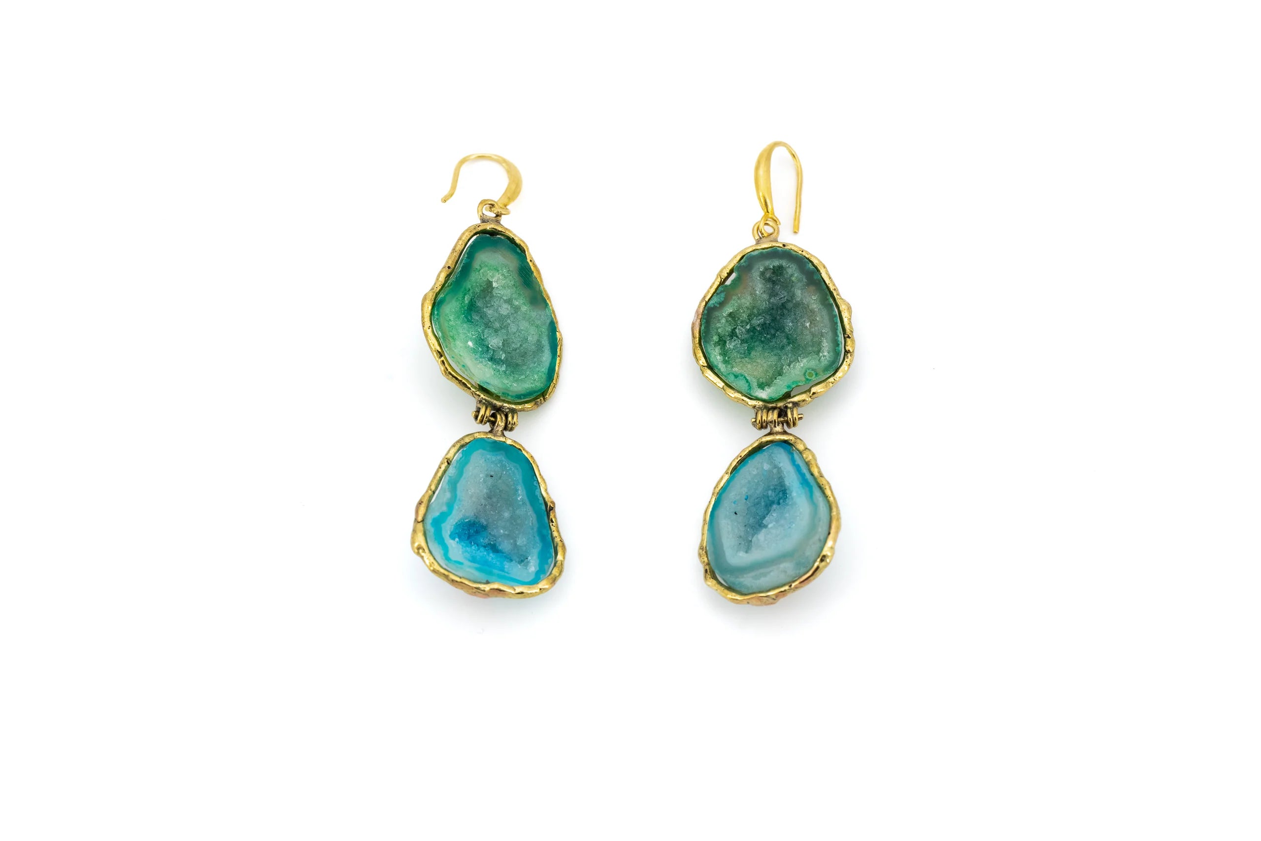 Orecchini in Ottone doppio geode