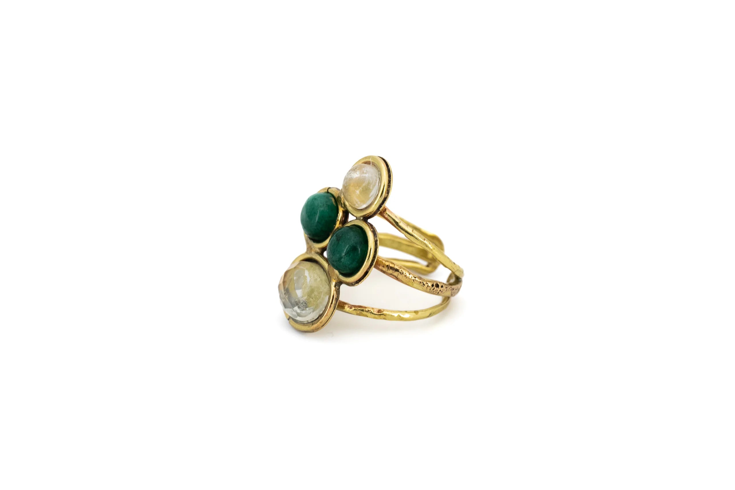 Anello in Ottone con quattro pietre naturali