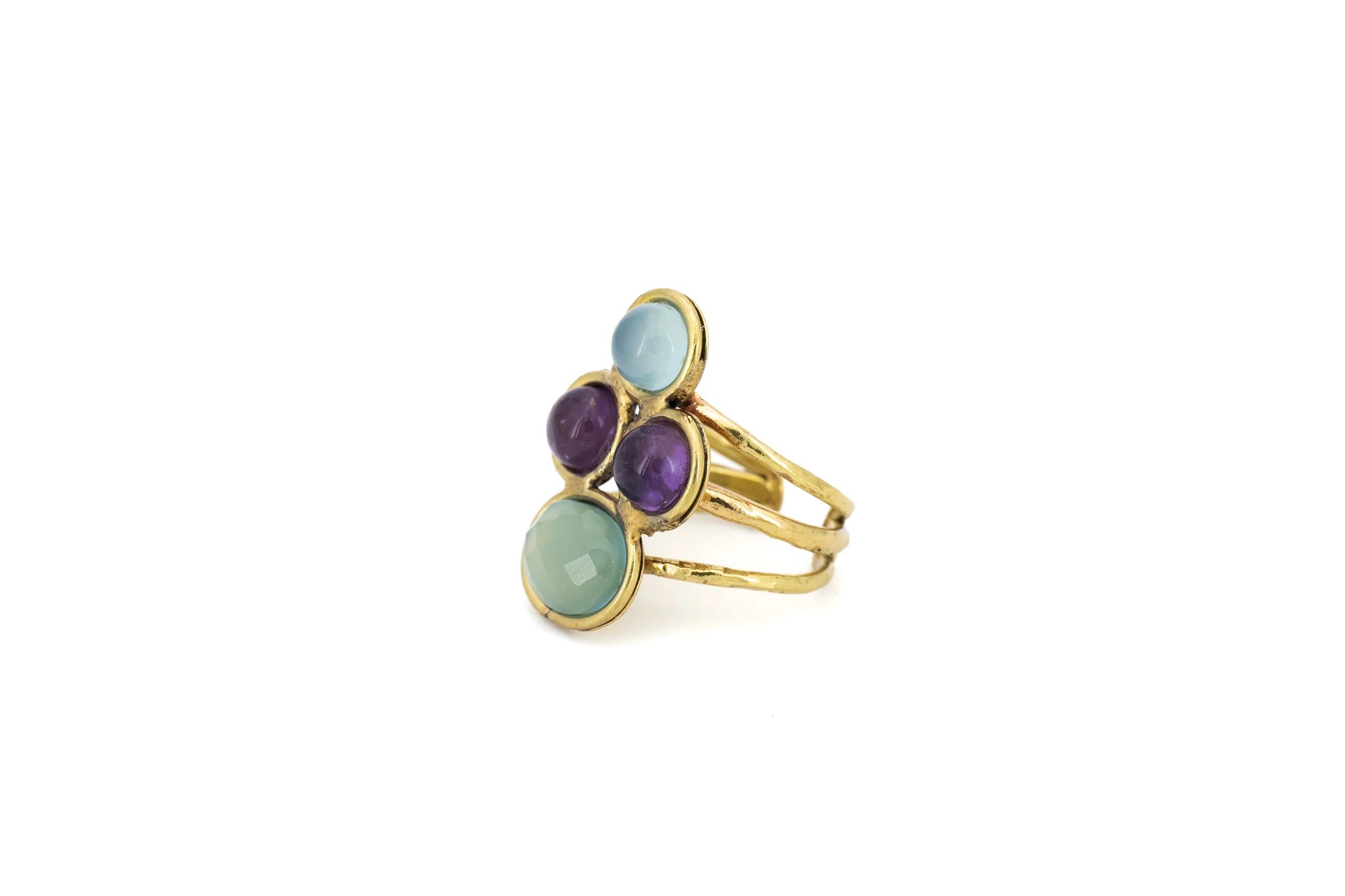 Anello in Ottone con quattro pietre naturali