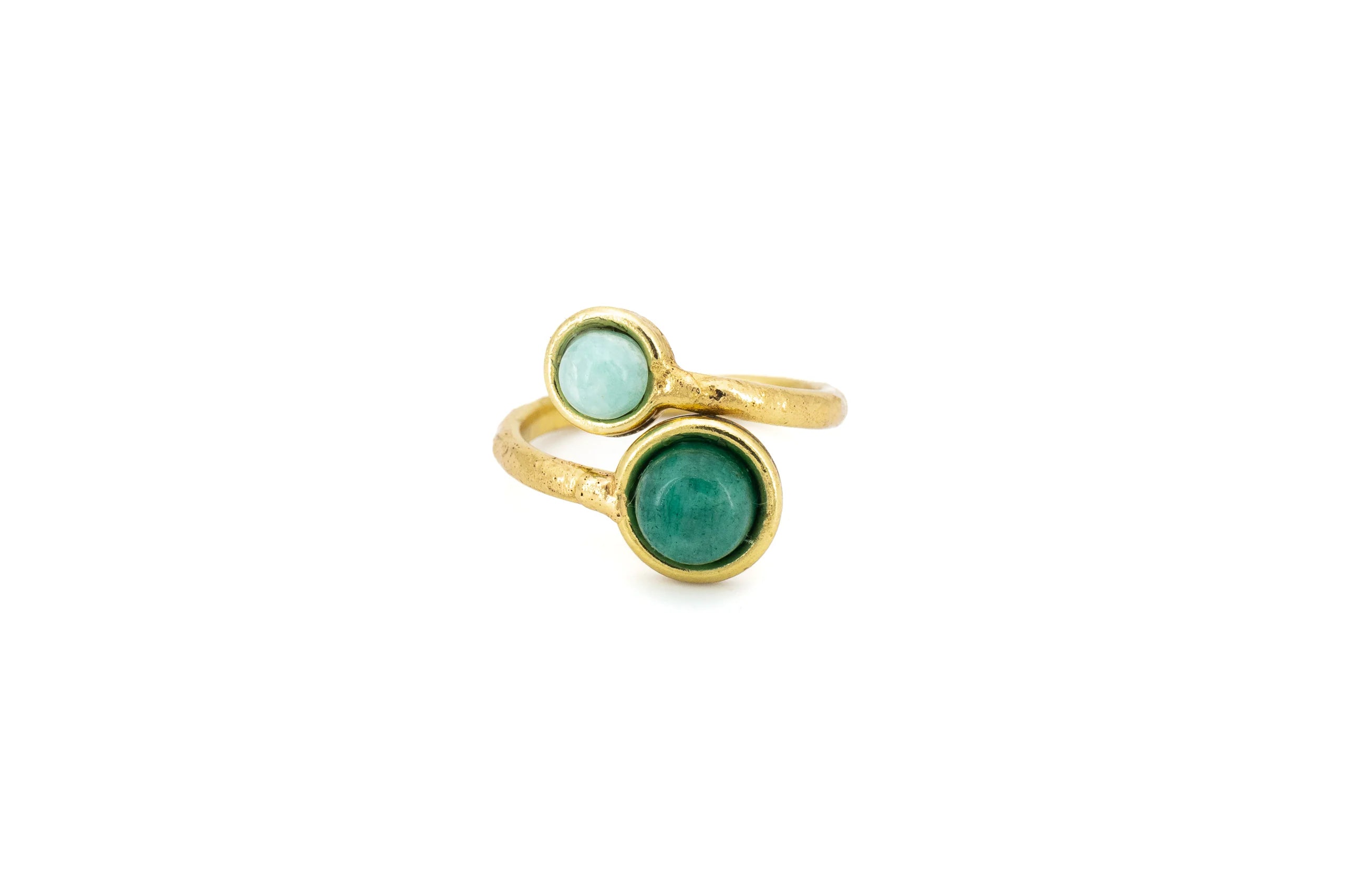 Anello due pietrine in Ottone e Pietra naturale