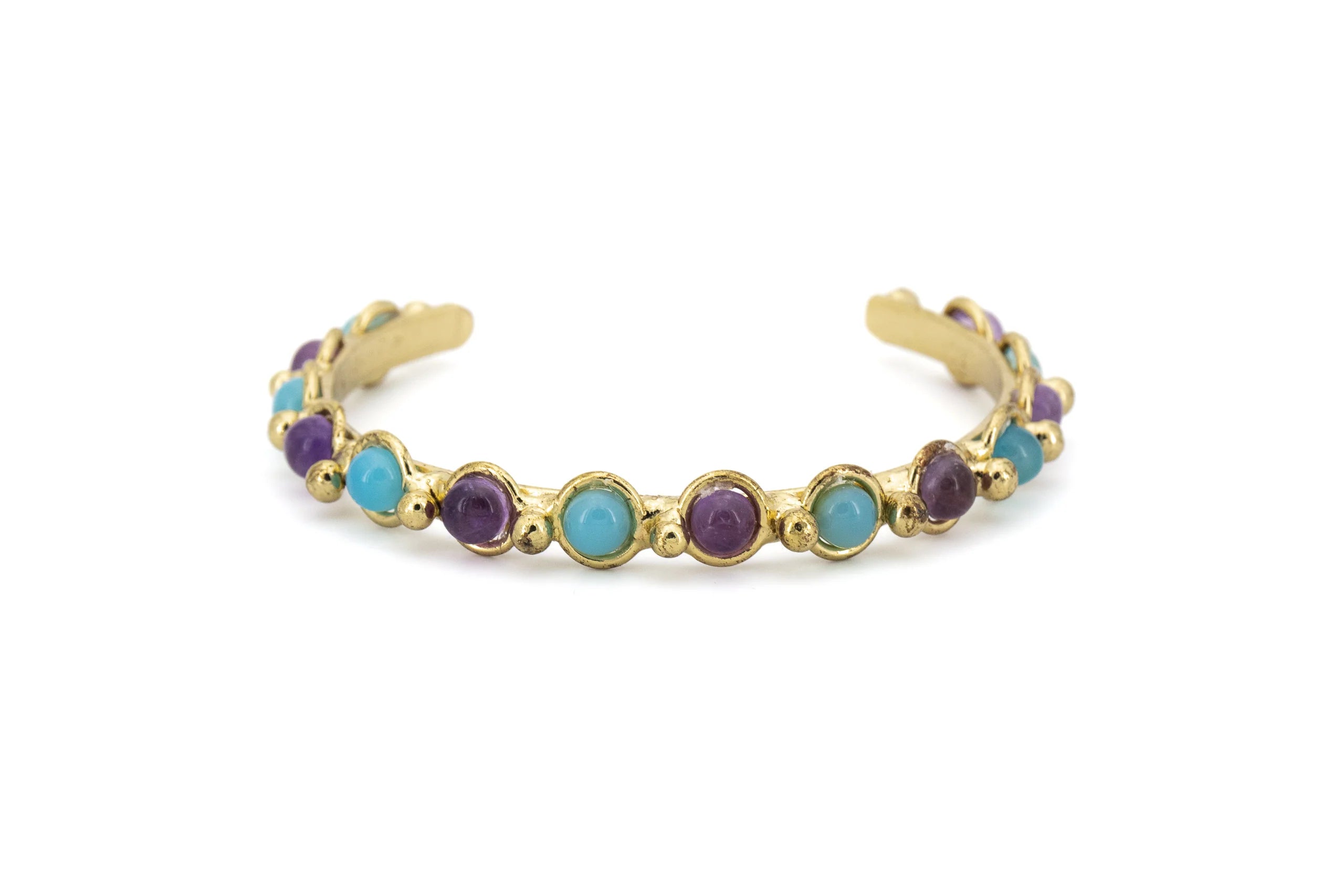 Bracciale multi pietrine in ottone e Pietre naturali