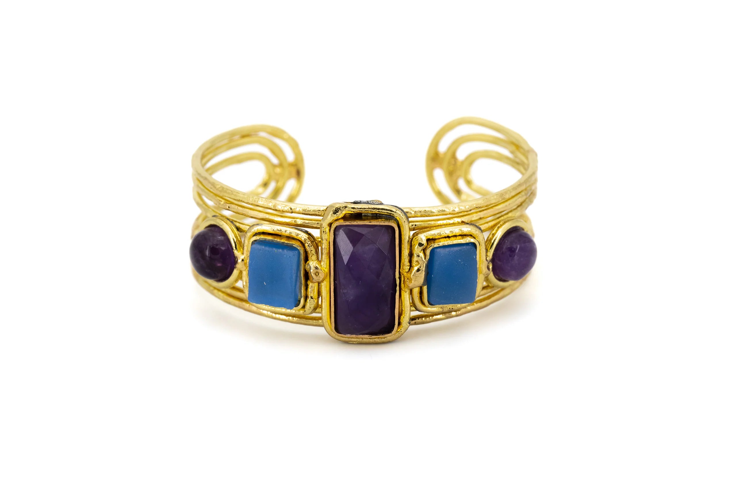 Bracciale in Ottone e Pietre geometriche