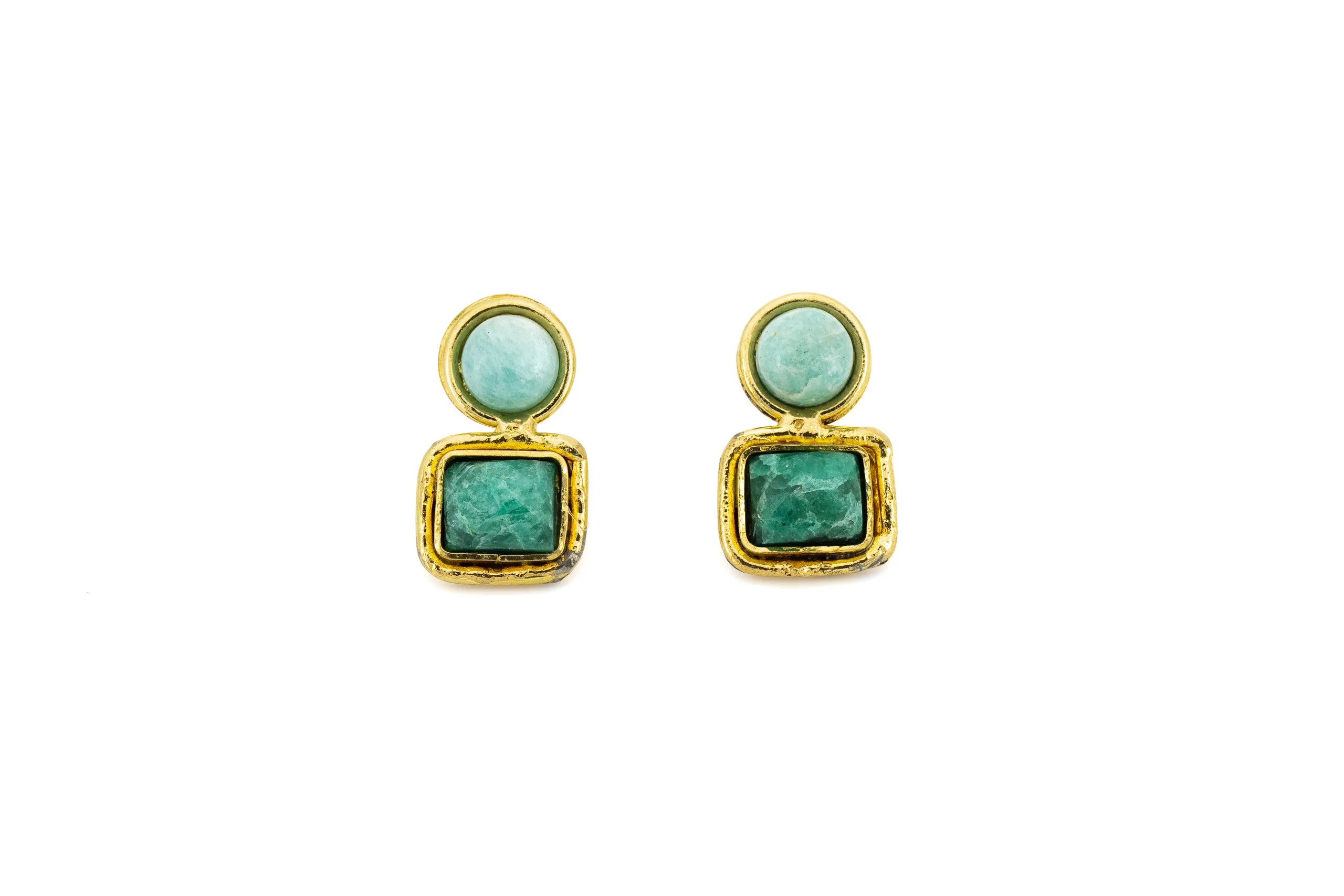 Orecchini in Ottone e Pietre geometriche