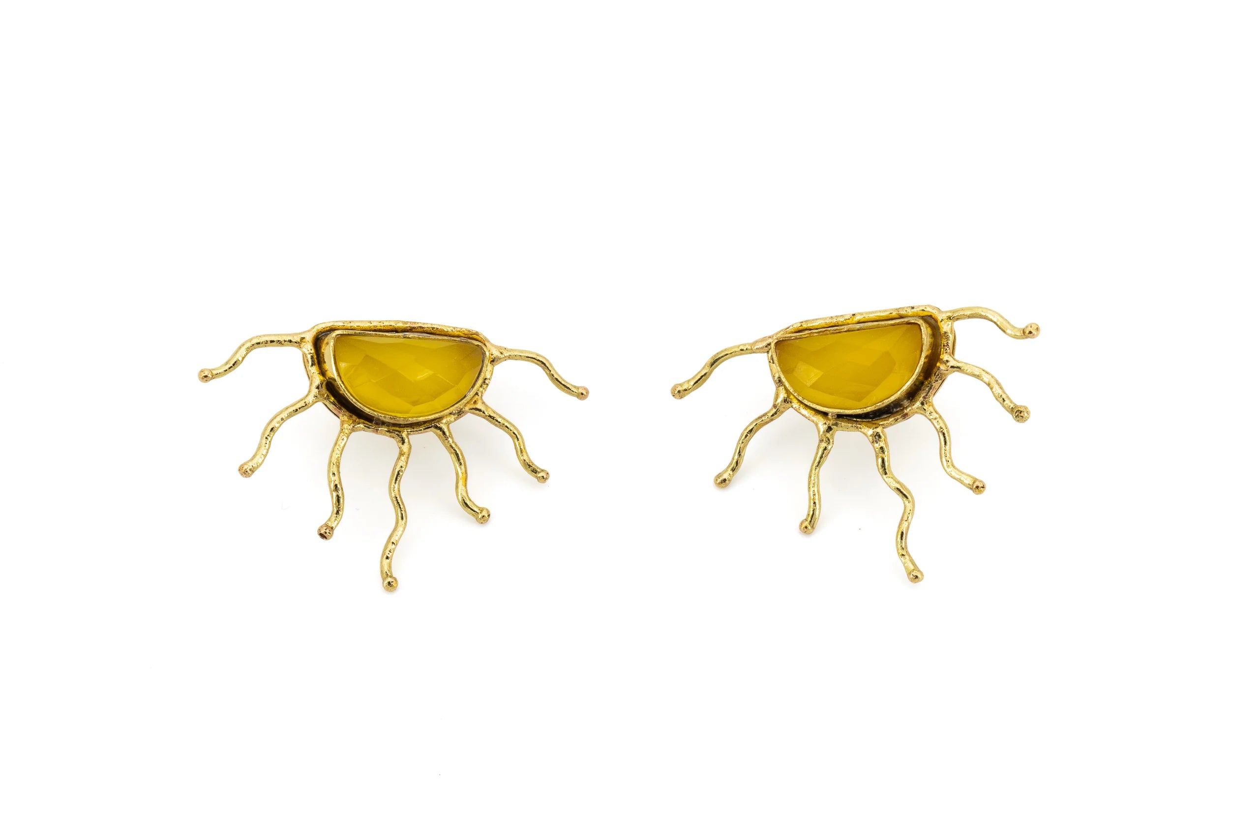 Orecchini sole in Ottone e Pietra naturale
