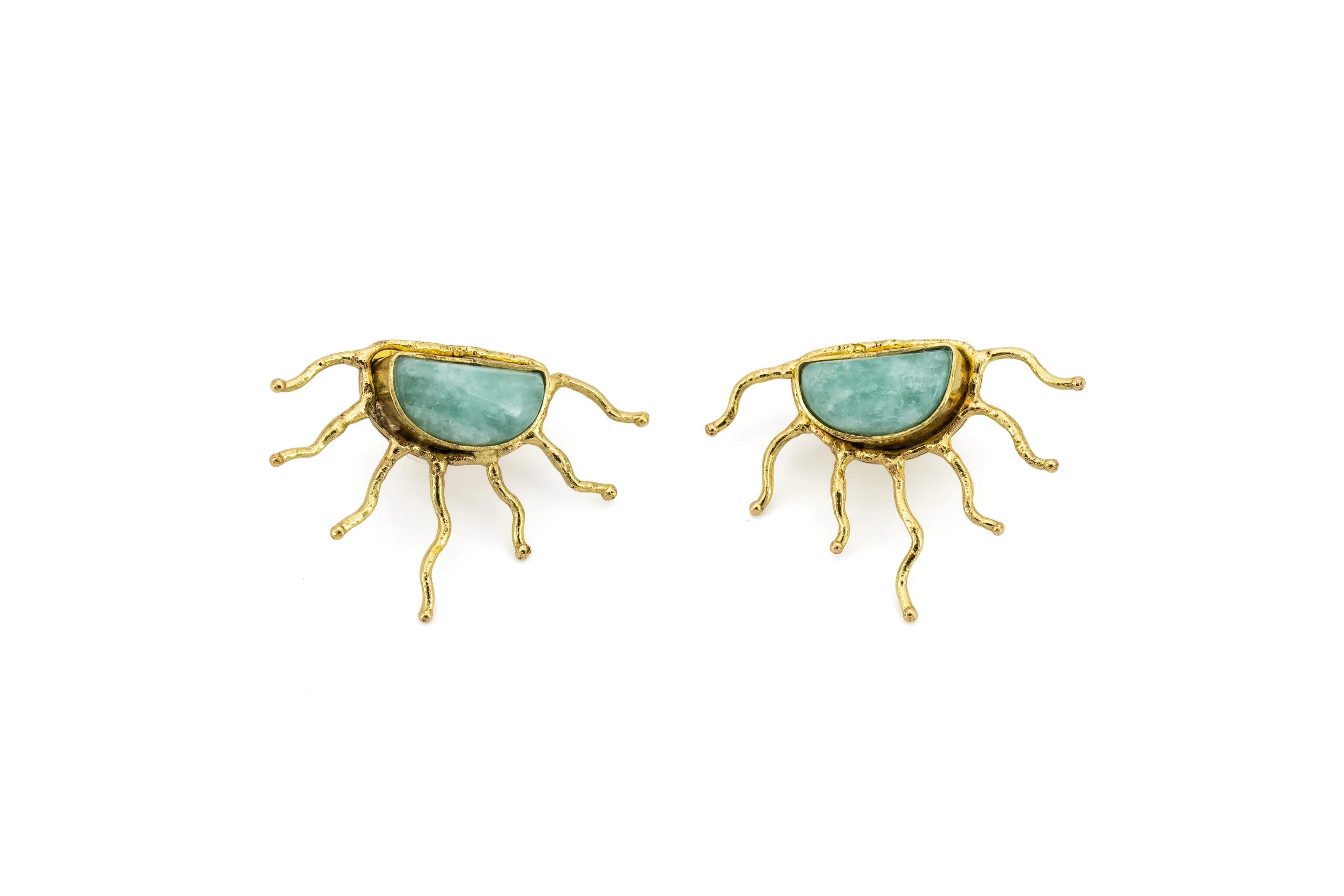 Orecchini sole in Ottone e Pietra naturale