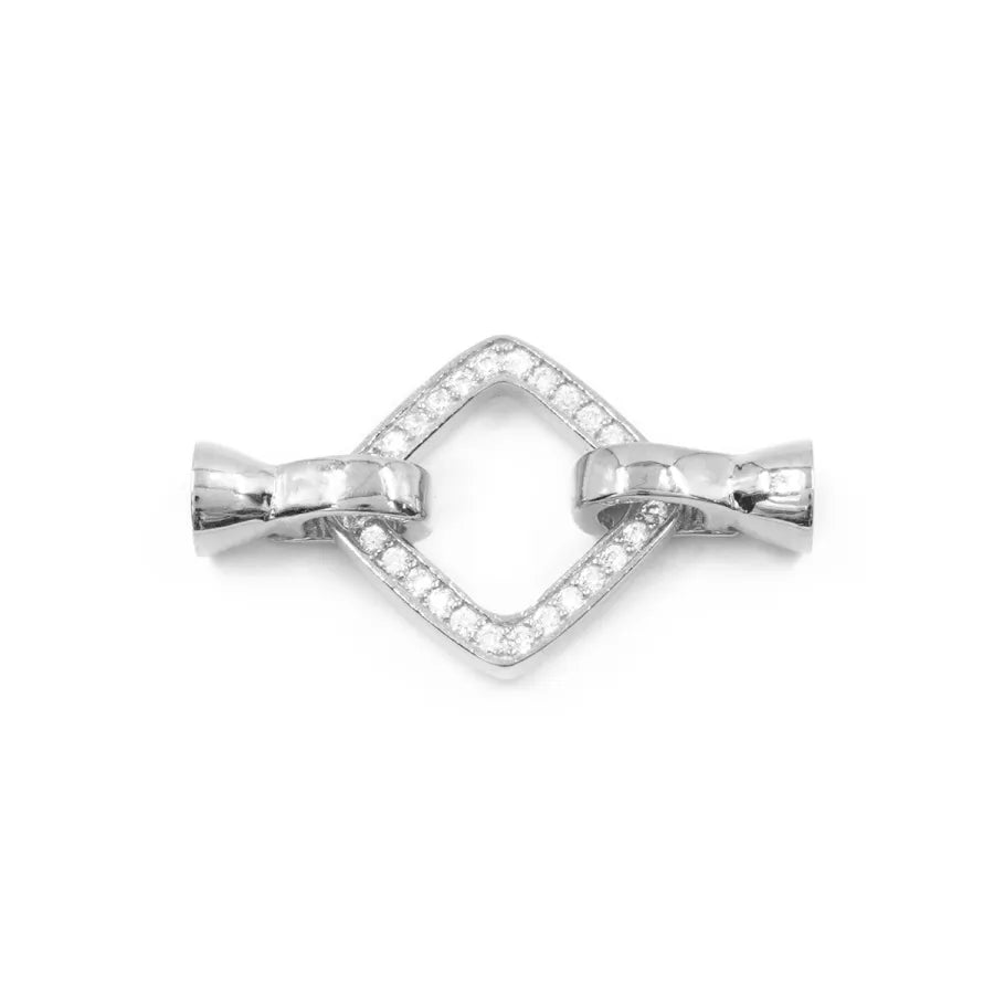 Argento 925 chiusura con zirconi quadrata 16mm coppa 6mm