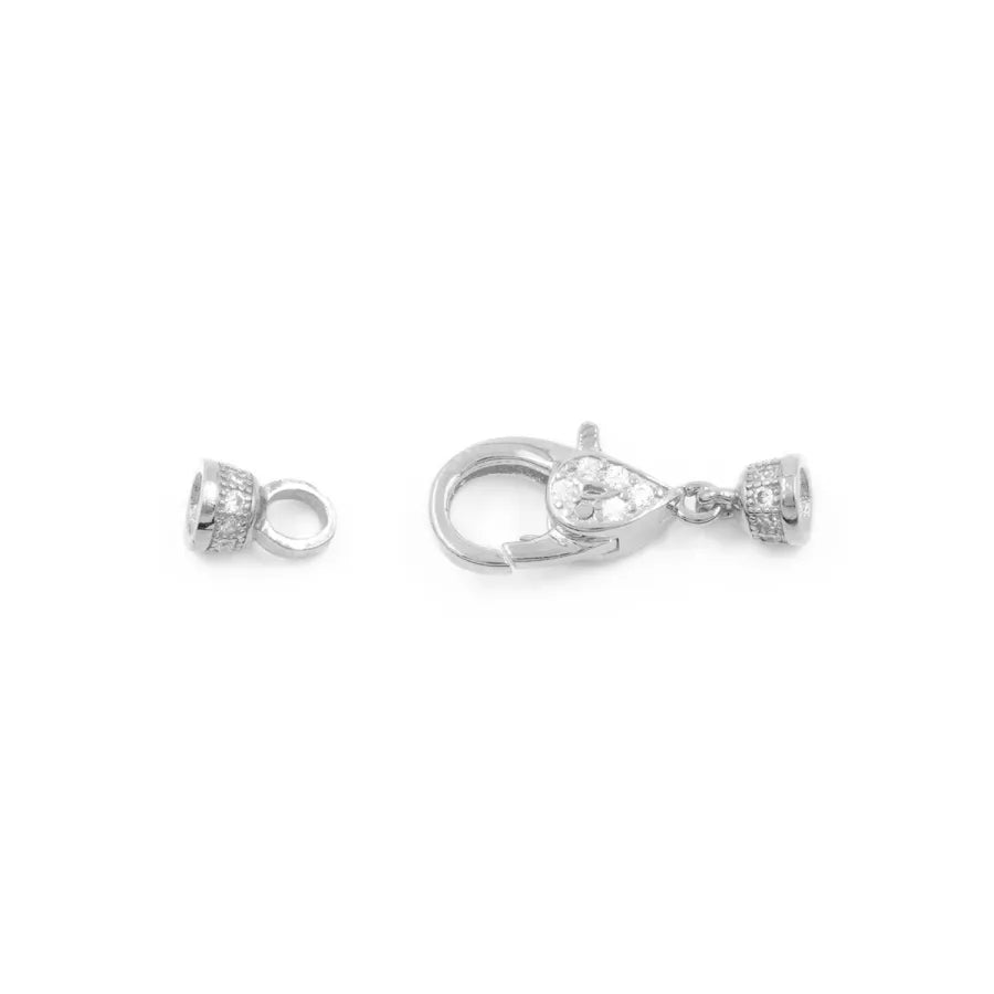 Argento 925 chiusura con zirconi 12x6mm coppa 4mm