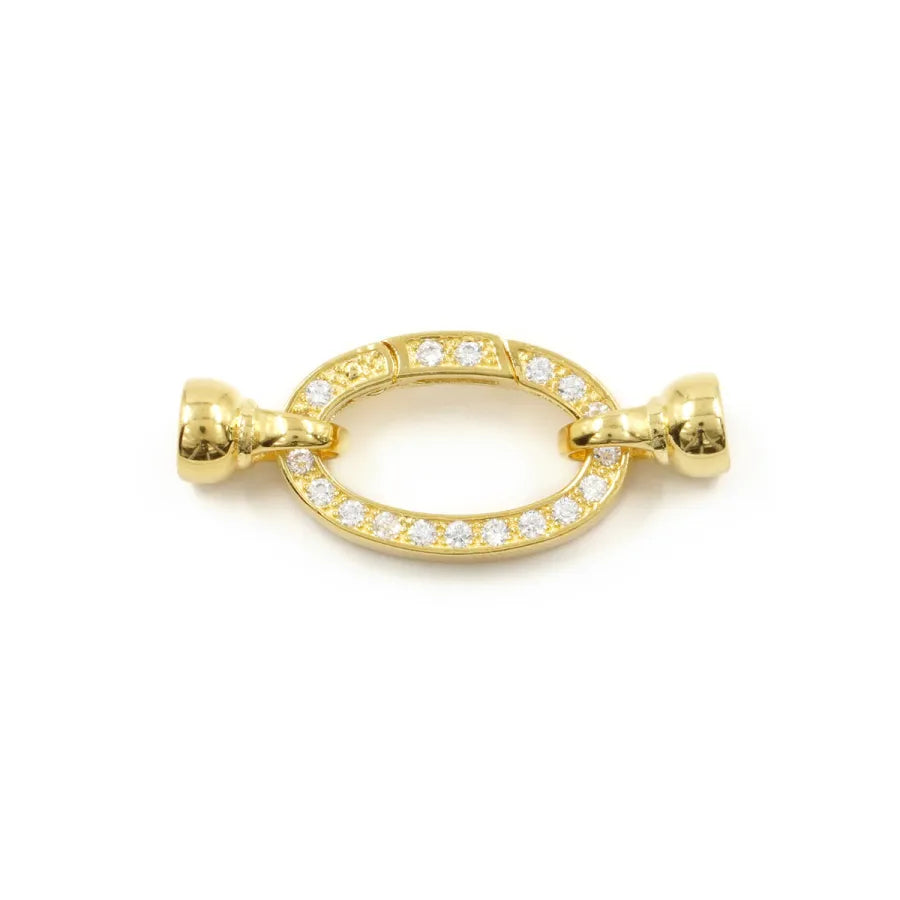Argento 925 chiusura con zirconi ovale 24x15mm coppa 7mm – Dorato