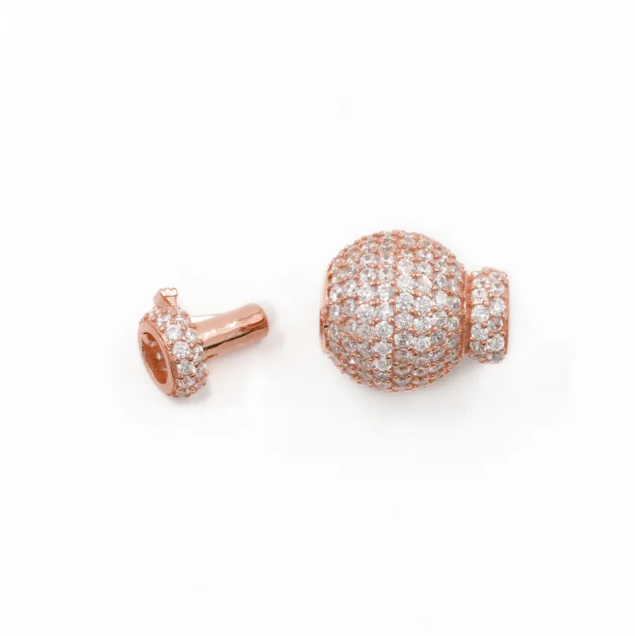 Argento 925 chiusura con zirconi sfera 14mm coppa 6,50mm – Rosato