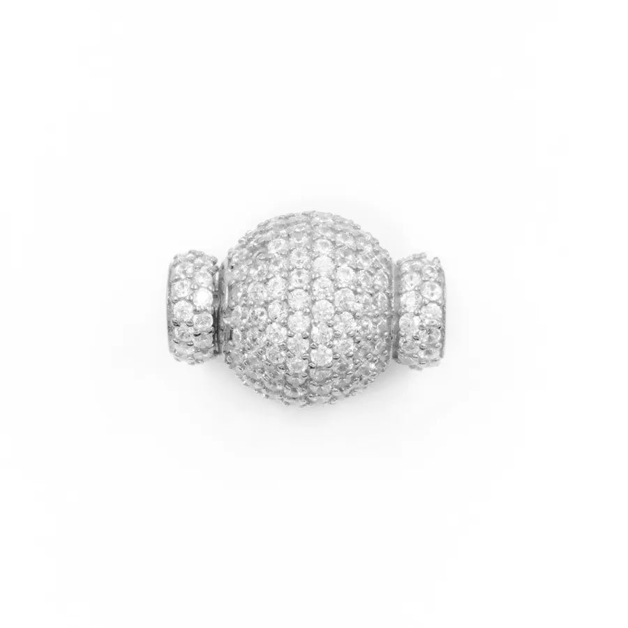 Argento 925 chiusura con zirconi sfera 14mm coppa 6,50mm
