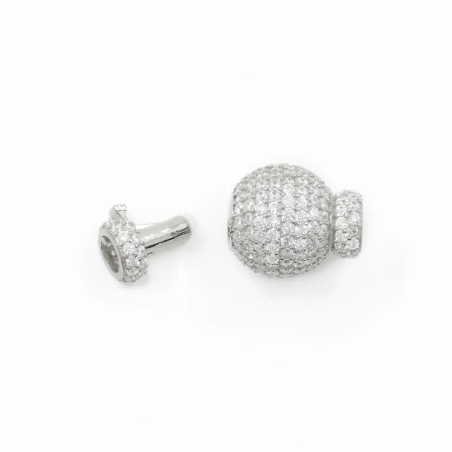 Argento 925 chiusura con zirconi sfera 14mm coppa 6,50mm