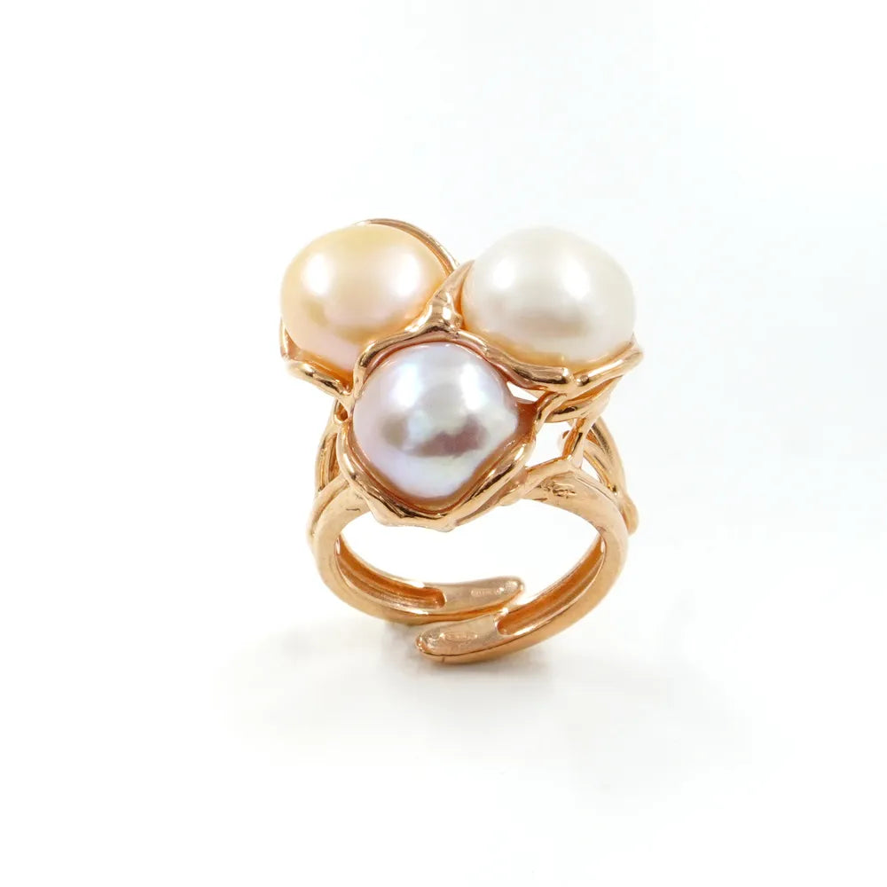 Anello in Arg. 925 con perle multicolore – Rosato