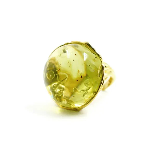 Anello in Arg.925 dorato con Ambra Colombiana Verde