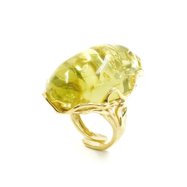 Anello in Arg.925 dorato con Ambra Colombiana Verde