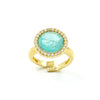 Anello in Arg.925 Dorato con zirconi e cristallo colore verde (Paraiba)