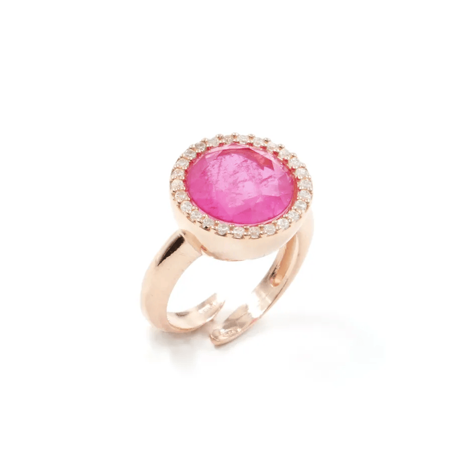 Anello in argento 925 con zirconi e cristallo colore rosa – Rosato