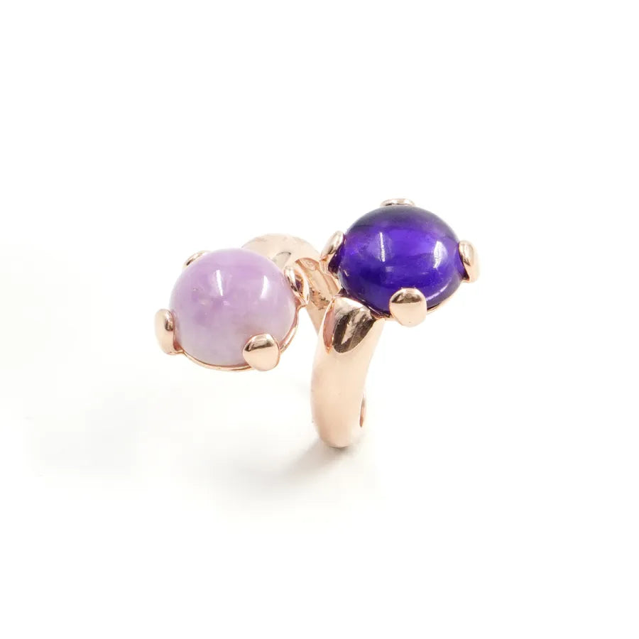 Anello in argento 925 con ametista, kunzite – Rosato