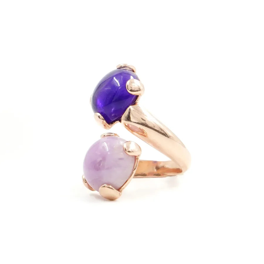 Anello in argento 925 con ametista, kunzite – Rosato