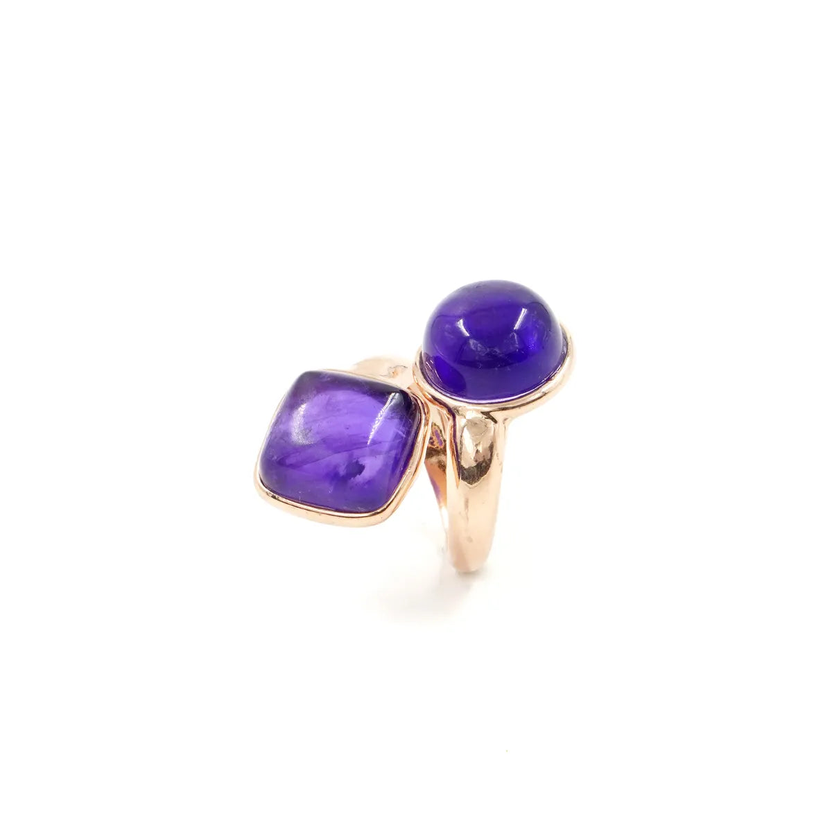 Anello in Arg.925 Rosato con doppia pietra in Ametista