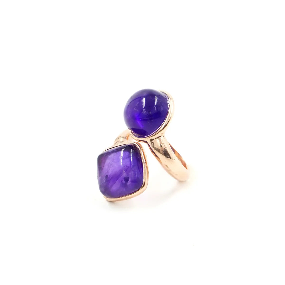 Anello in Arg.925 Rosato con doppia pietra in Ametista