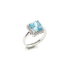 Anello in Arg.925 con Zircone ottagonale e giro di Zirconi bianchi