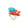 Anello in Arg.925 con ramo di Corallo rosa e Turchese