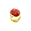 Anello in Arg.925 dorato con cabochon di Corallo Mediterraneo irregolare