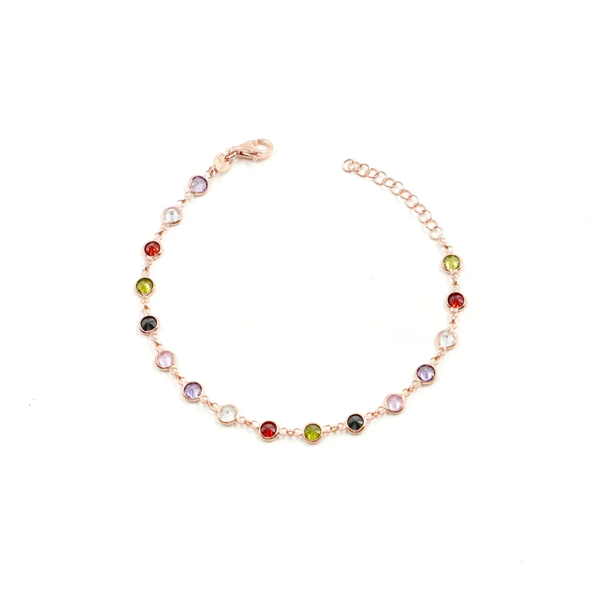 Bracciale in Arg. 925 rosè con zirconi multicolori
