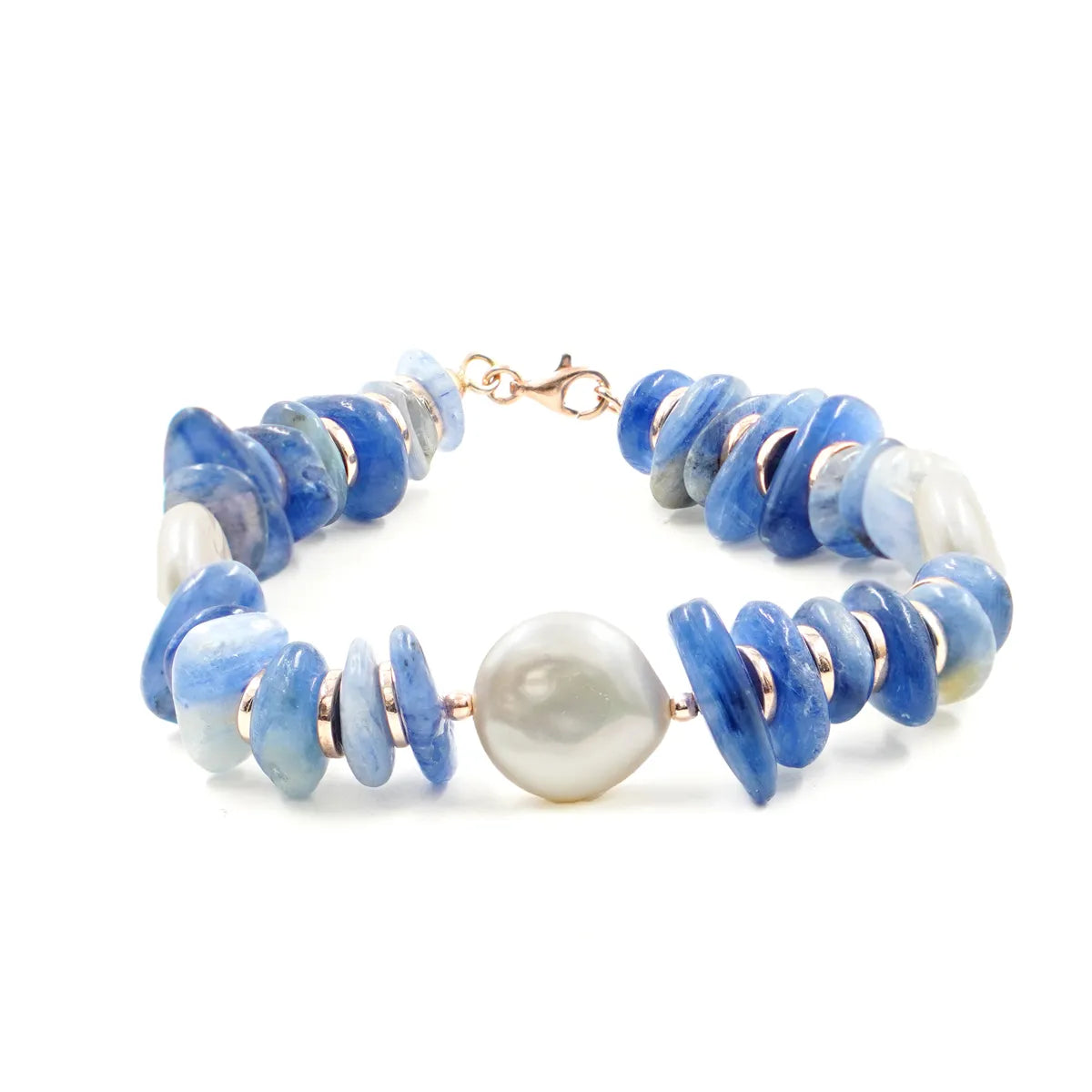 Bracciale in Arg.925 rosè con Cianite e Perle