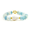 Bracciale in Arg.925 dorato con Acquamarina e Perla barocca