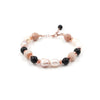 Bracciale in Arg.925 rosato con Pietra del Sole, Agata nera, Ematite e Perle
