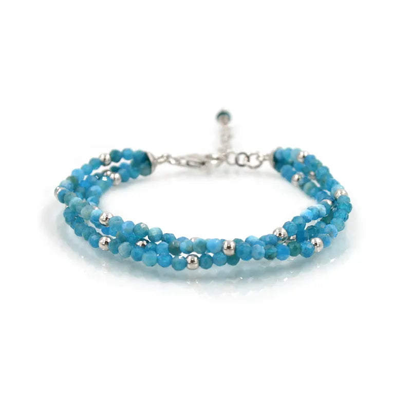 Bracciale multifilo in Arg.925 con Apatite azzurra