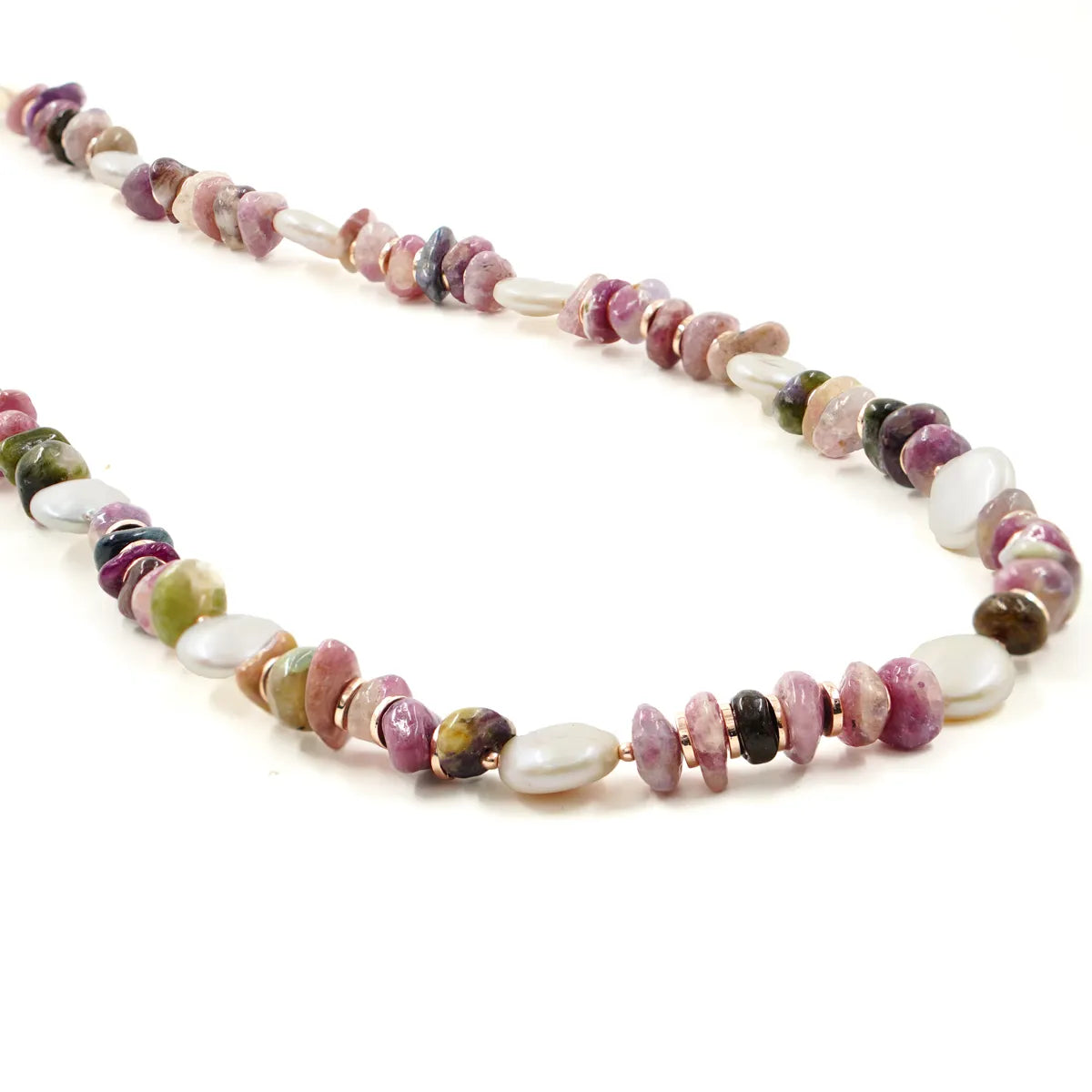 Collana in Arg.925 rosè con Tormalina e Perle