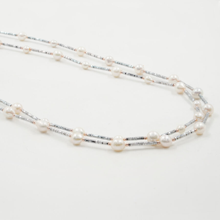 Collana con Ematite silver e Perle