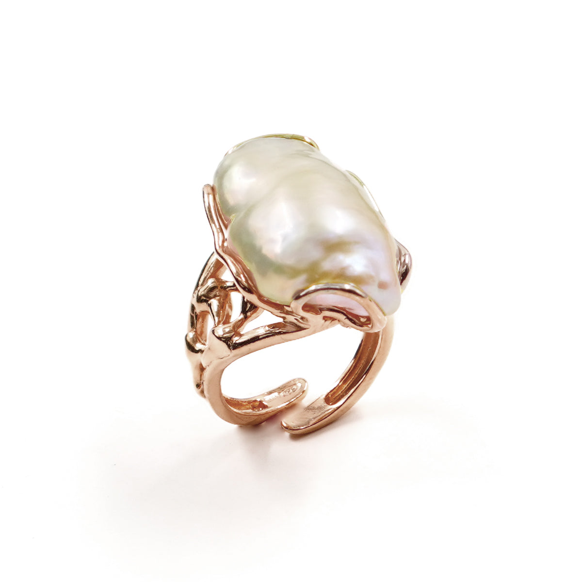 Anello in Arg.925 rosè con Perla barocca
